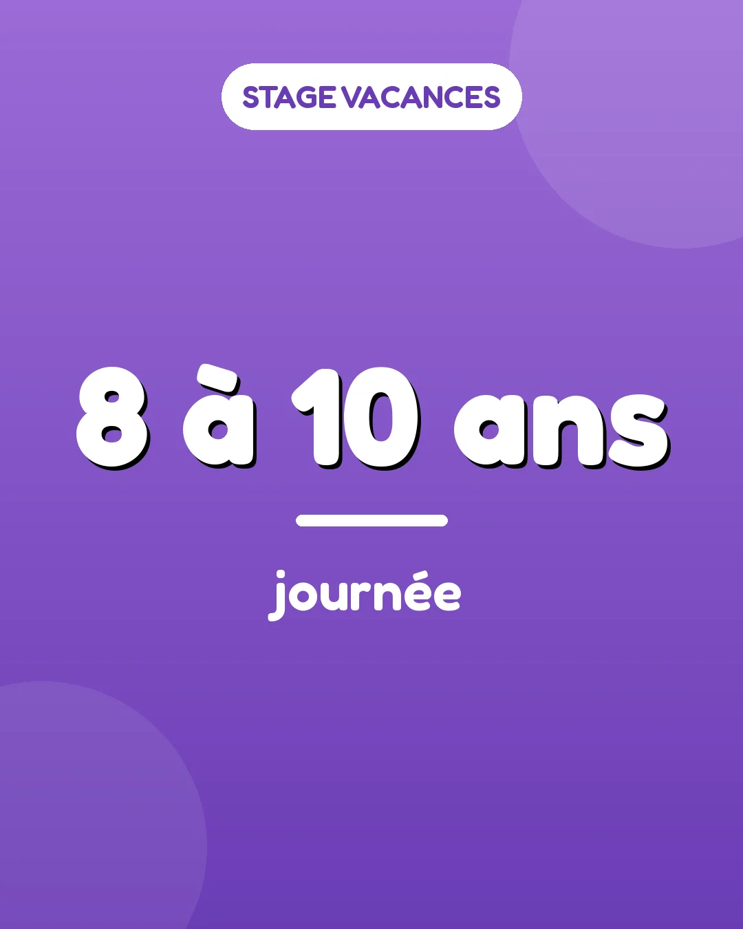Stage de Toussaint — du 26 au 30 octobre